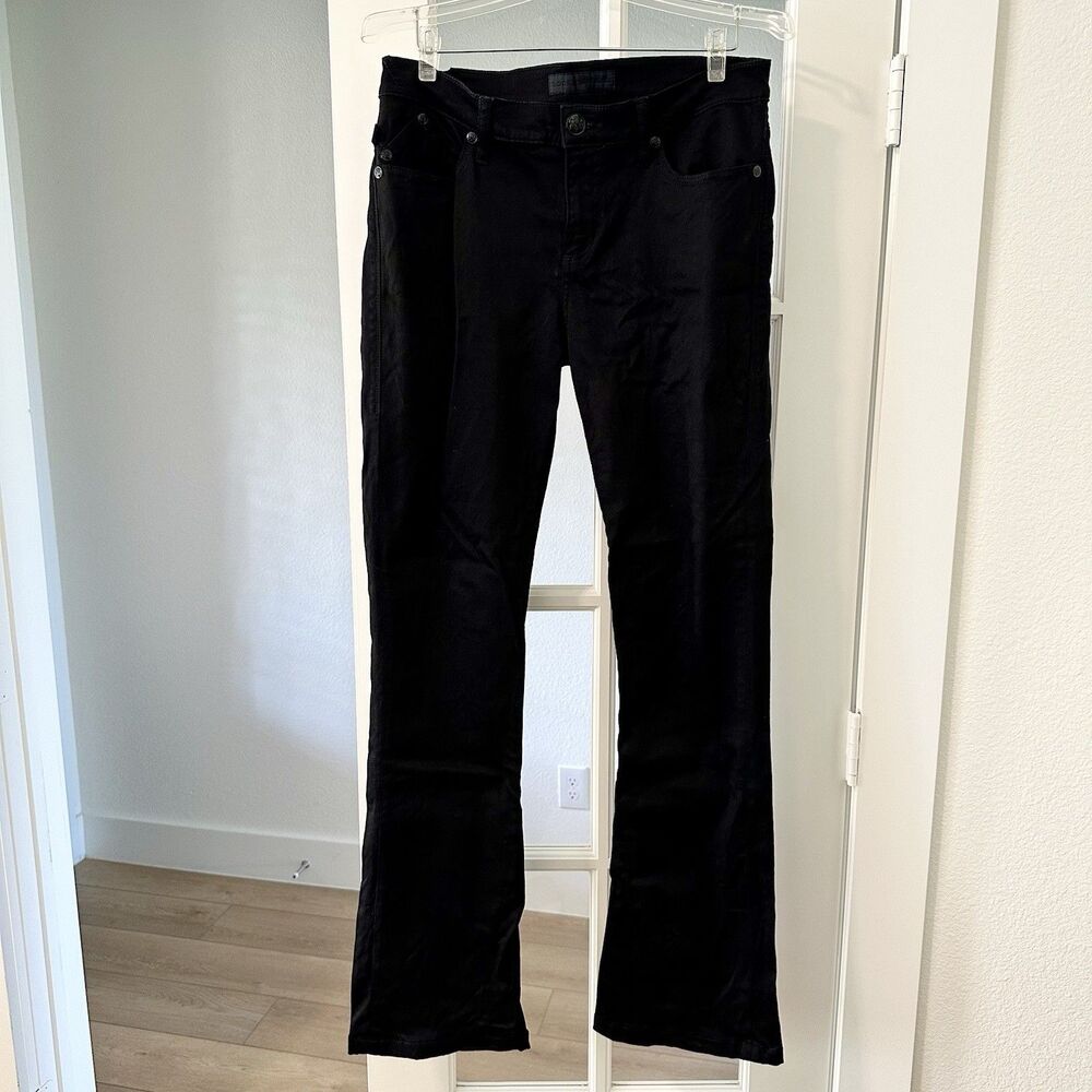 Rock & Republic Kasandra Black Flare Leg Jeans Sequin Pockets 32x33.5" Sz 12 M